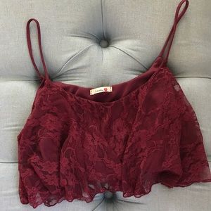 Lace Crop Top Burgundy/Maroon Size Medium